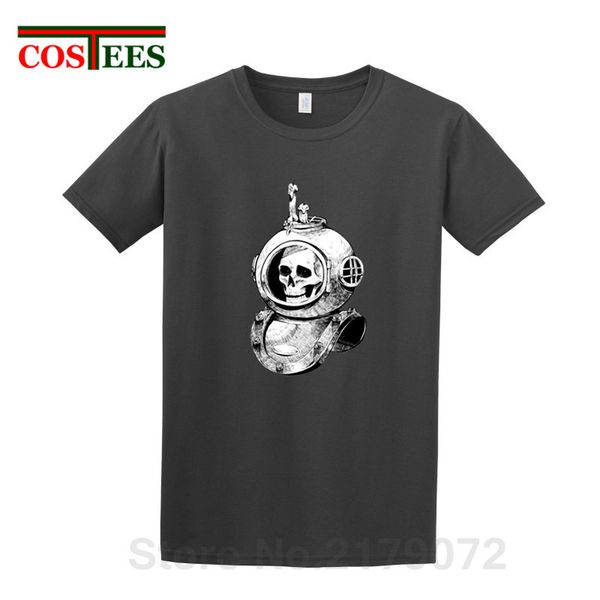 

skull scuba diver t shirts men funny scuba diving t-shirt deep dive t shirts hip hop youth brand apparel diving lovers tee shirt