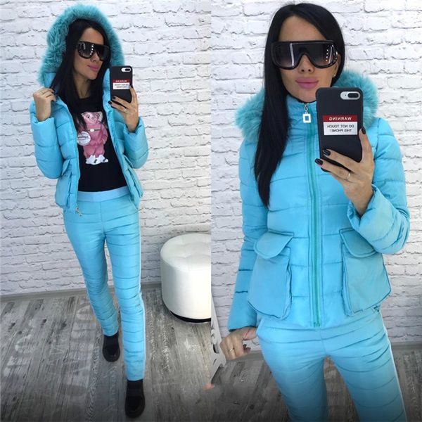 

fashion two piece outfits for women long sleeve hooded coat and trousers 2020 new winter ladies solid thick causal suit set, Gray