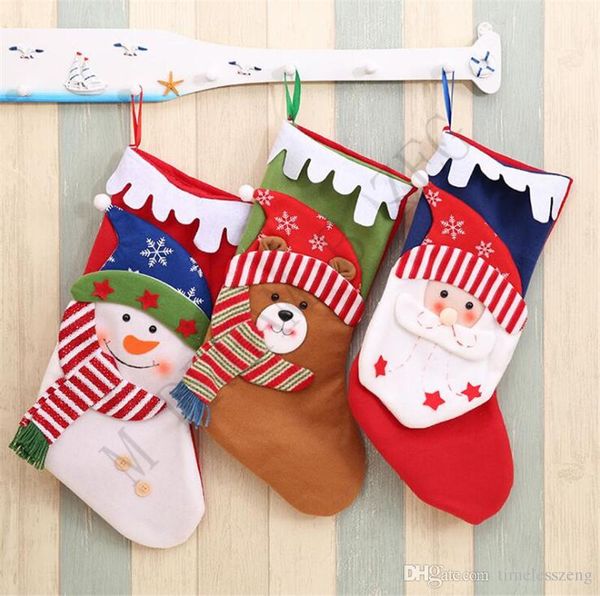 

3 styles christmas stockings decor ornament party decorations santa stocking candy socks bags xmas gifts bag