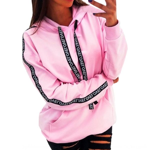 

women's loose slimming letter hooded sweater ribbonribbon ribbon sweater 4 color 8 size new plus printing rm2ok, Black