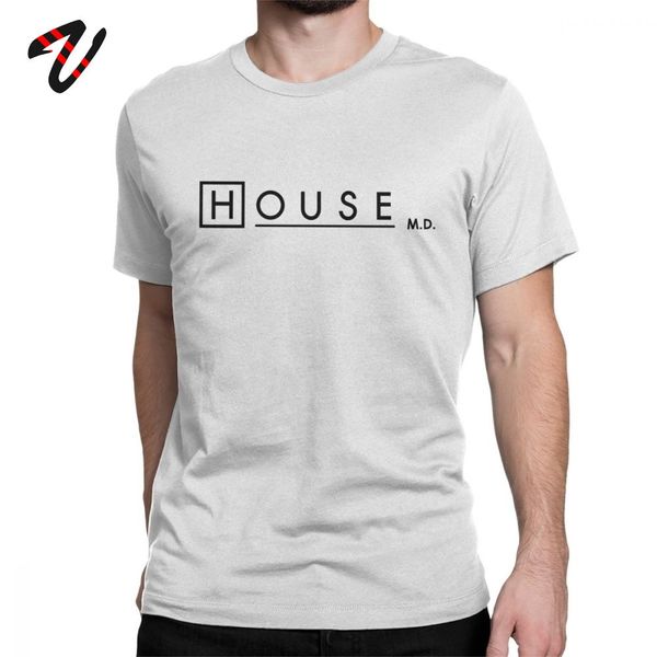 

house md men t shirts for dr house logo white casual t-shirt round neck tees funny t shirts