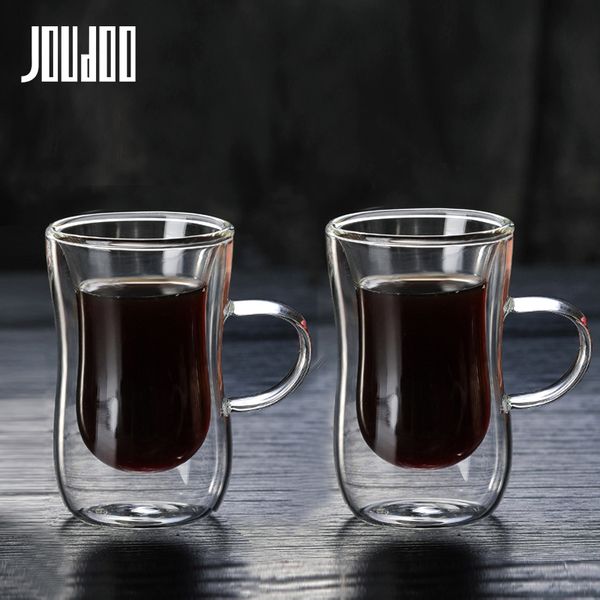 

mugs joudoo 1/2/4/6/8pcs 80ml double-layer glass coffee cup european-style mug with handle espresso cups cafe 35