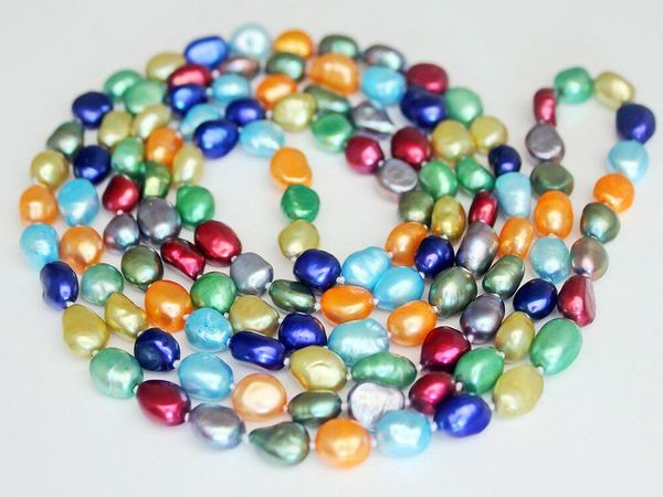 

natural multicolor baroque freshwater pearl necklace 48 inch 7-8mm, Silver
