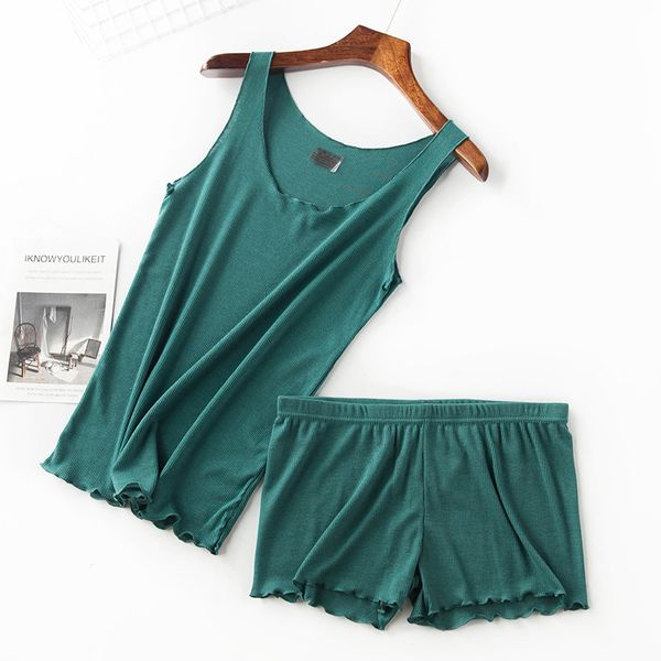 

kalenmos harajuku women pajama sets pajamas sleepwear thread vest shorts modern nightgown summer casual korean homewear, Black;red