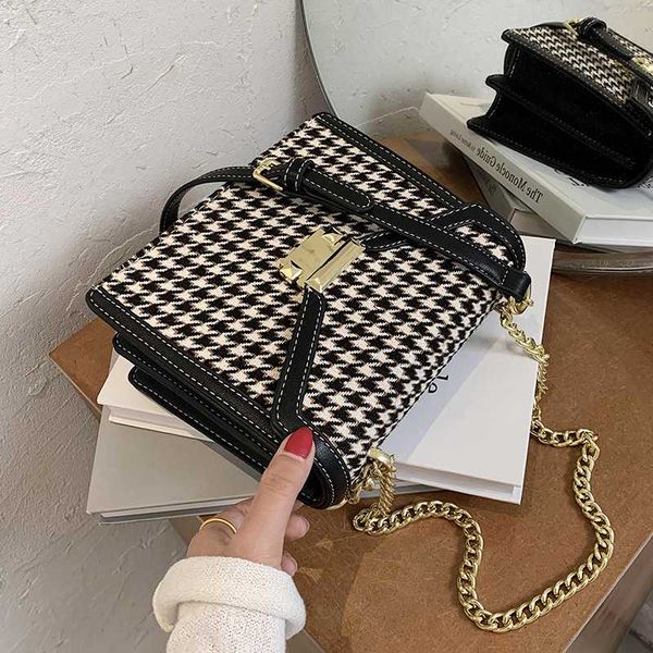 

unique design fashion winter woolen plaid square bag handbag underarm bag & elegant shoulder messenger width 19cm
