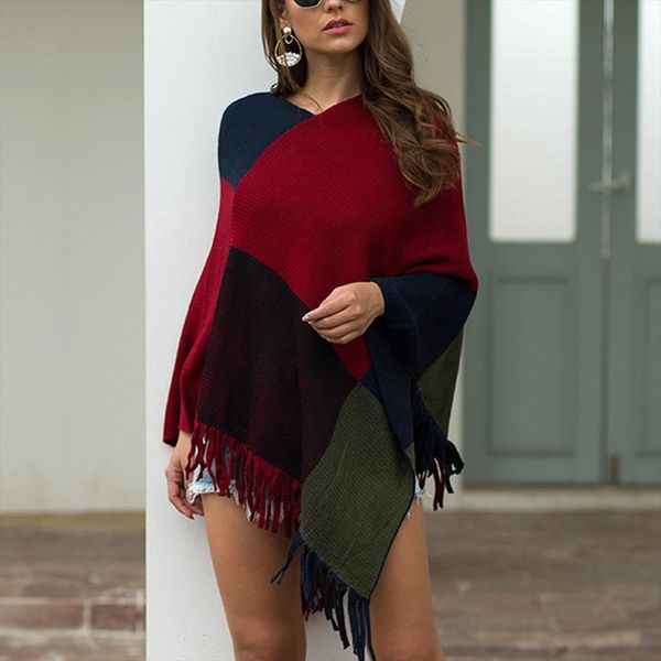 

women sweater pullover v neck irregular patchwork cloak loose shawl cardigan sueter mujer invierno winter clothes drop shipping, White;black