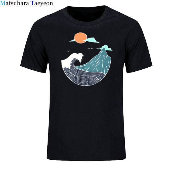 

new summer great wave t shirt men's harajuku japanse wave tshirt short sleeve cotton t-shirt tees black streetwear