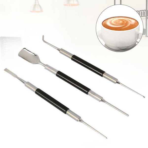 

3pcs/set cafe diy latte decorating stainless steel coffee art pen tool needle