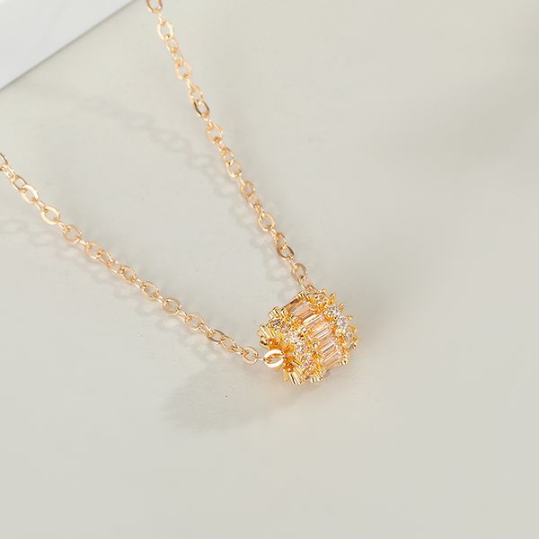 

pendant necklaces 1pc shiny simple zircon round pendants women necklace exquisite wedding bride jewelry gift, Silver