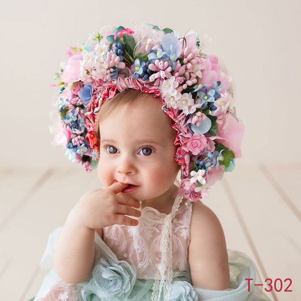 

flowers florals hat newborn baby pgraphy props handmade colorful bonnet hat, Yellow