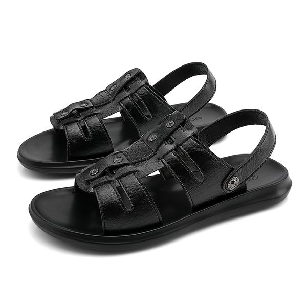 

dress big walking for sandles homens homme geta handmade summer sandales mens sandals mens piel genuine samool slippers vietnam, Black