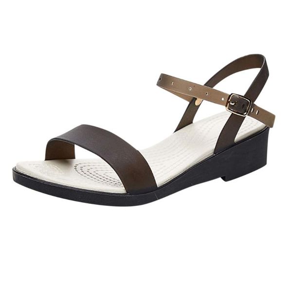 

coffee color women summer shoes jelly shoes sandals peep toe sandalia beach ladies office comforable#, Black