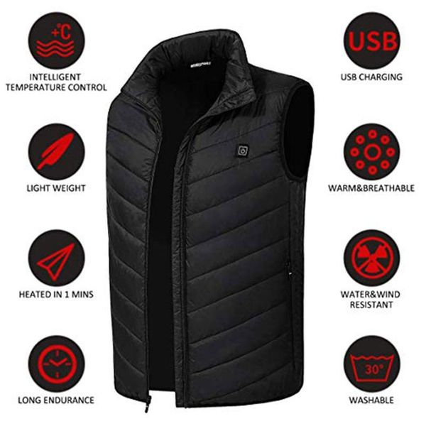 

skiing jackets body warmer 5-12v black usb sleeveless electric heated vest winter thermal pad clothing physiotherapy heating coat