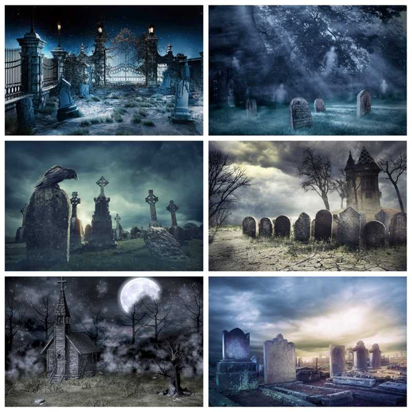 

background material laeacco halloween backdrops pography tomb park star terrible night party scene backgrounds pocall po studio