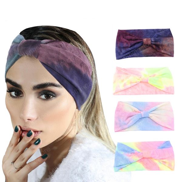 Yoga New Cotton Tie Dye Headband For Women Sports Gym Headwear elástica larga Headwrap Salon Make Up cabelo acessórios de cabelo Mão