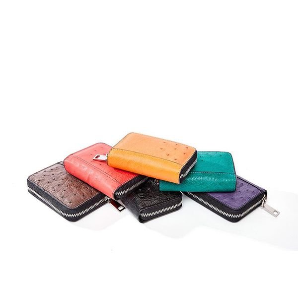 

new product sale leather coin purse ladies design ostrich pickup bag female short section fashion multi-card camel clutch bag lucky bag 153