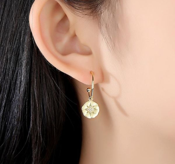 

gem&time real sterling silver 925 stud earrings lemon flower cubic zirconia stud earrings for women korean 2020 new002, Golden;silver