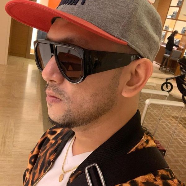 

2020 oversize sunglasses men flat r large frame black uv400 masculino, White;black