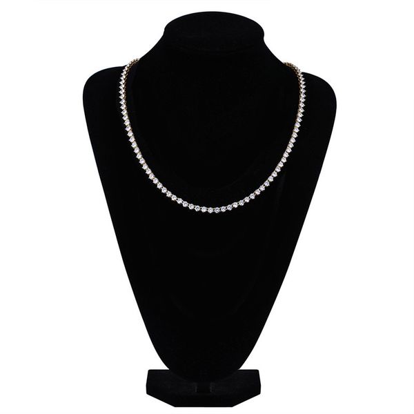 

classic zircon hip hop mens necklace jewelry 4mm/6mm chains round cut tennis necklace long chain men jewelry rose gold chains, Black