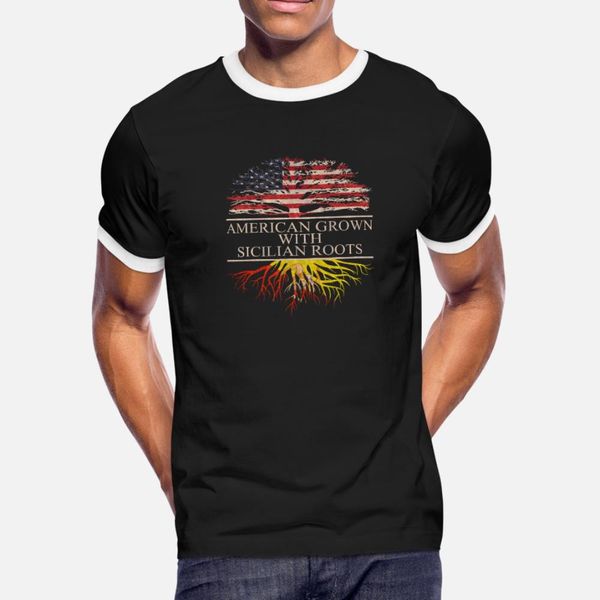 

american grown with sicilian roots t shirt men designer cotton s-xxxl unique fitness new fashion spring autumn slim shirt