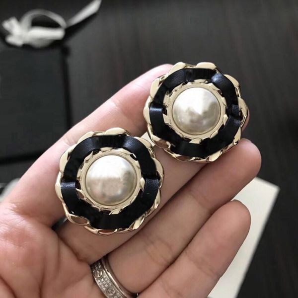 

fashion brand black designer earrings for lady women party wedding lovers gift engagement luxury jewelry for bride with box, Golden;silver