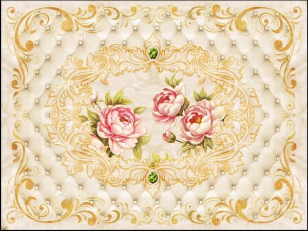 

3d wallpaper custom p mural luxury european style embossed peony soft bag home decor 3d wall murals wallpaper for living room