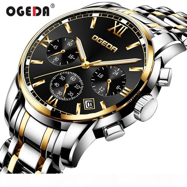 

watches men ogeda brand men sport watches men's quartz clock man casual business waterproof wrist watch relogio masculino, Slivery;brown