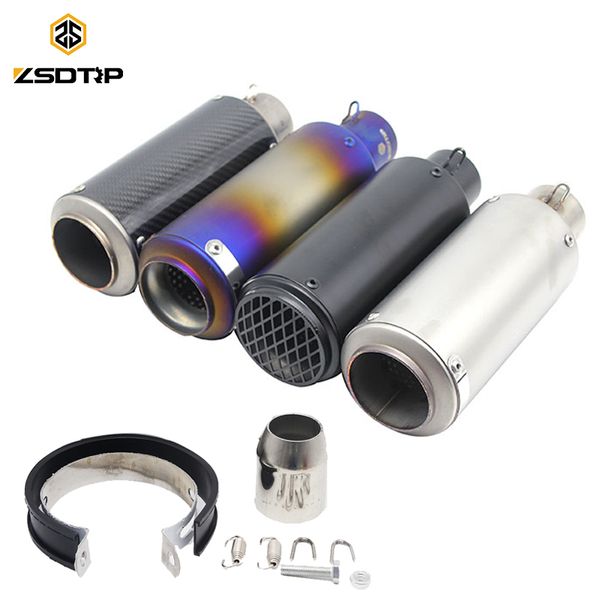 

zsdtrp 51mm universal motorcycle sc racing exhaust muffler modified pipe stainless steel carbon fiber r1 r3 r6 er6n