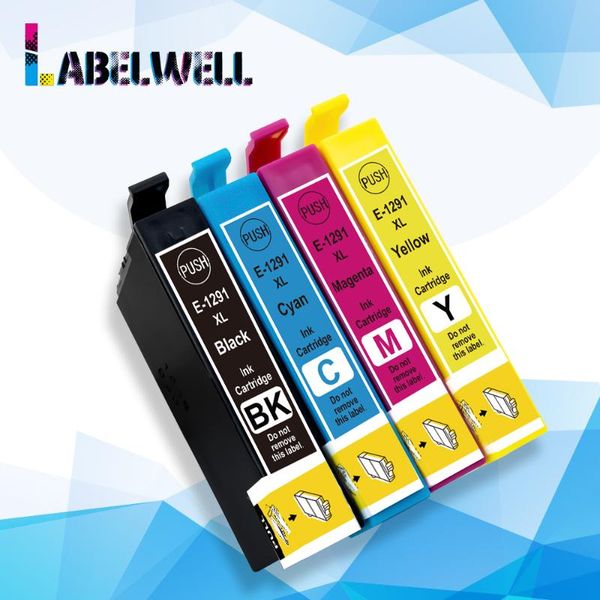 

ink cartridges labelwell 4pcs t1291 t 1291 cartridge 12xl 12 xl replace for stylus sx420w sx425w sx525wd sx230 sx235w t12xl