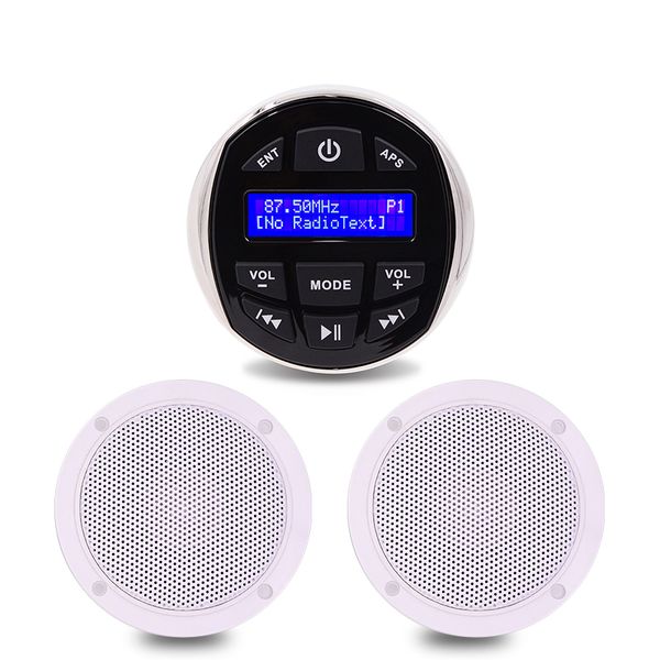 

marine stereo audio bluetooth radio fm am dab+ waterproof car mp3 player +2 way 4 inch speakers for outdoor boat yacht atv utv