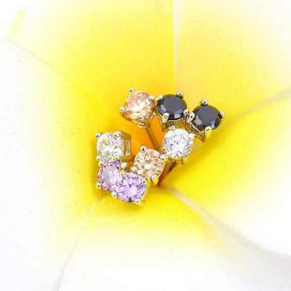 

extravagant style classic design fashion women mens earrings hip hop diamond stud earings iced out bling cz rock punk round wedding gift, Golden;silver