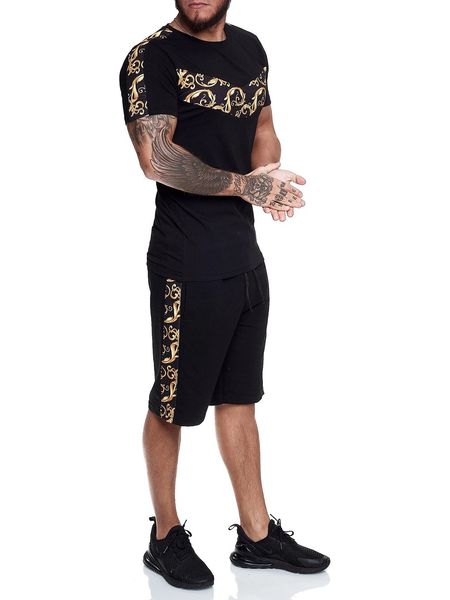 

2020 Summer Mens Tracksuits Running Sport Casual Tees+Shorts Similar Leopard Print Male Fashion Outfits Boy Short Sleeve Hot Sale