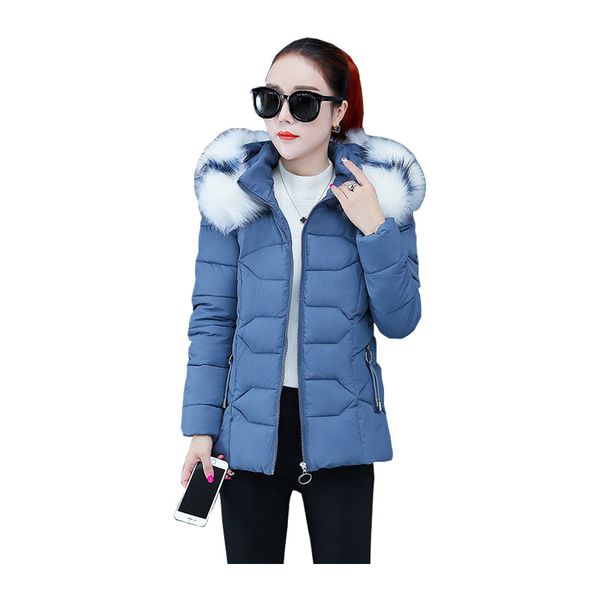 

women short winter jacket hooded fur collar detachable windproof bio down coat oversize cotton padded parkas casaco feminino, Black