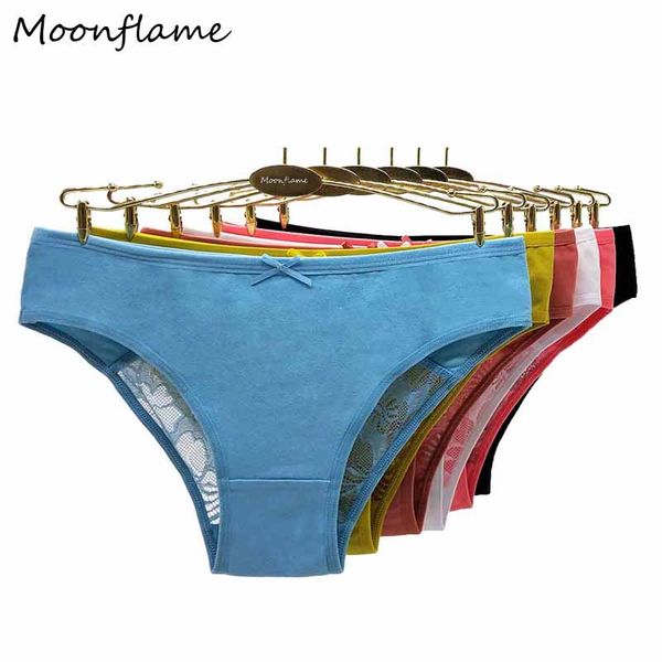 

women's panties moonflame 5 pcs/lot arrival 2021 women lace cotton briefs  l xl xxl 89423, Black;pink