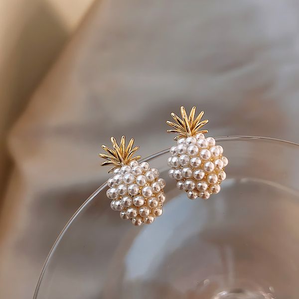 

мода серьги pearl женщины классические серьги ананас жемчужной сережкой женский серьги моды женщина ювелирных изделий, Golden;silver