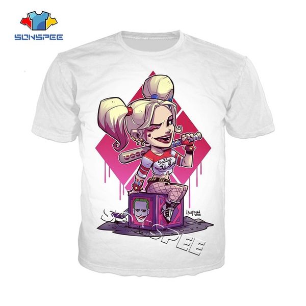 

summer suicide squad harley quinn comic clown 3d print shirts kawaii oversized plus size men clothing