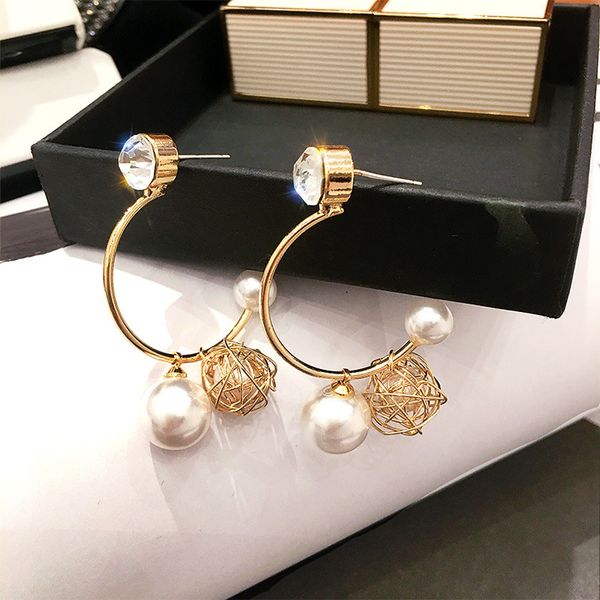 

s925 silver needle earrings pearl earrings sense wta 2019 new wave of korean red temperament simple earrings
