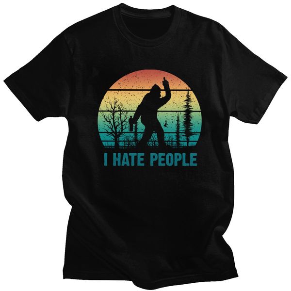 

юмористическая мужской я ненавижу людей tshirt короткие рукава хлопок футболки повседневная bigfoot средний палец tee смешной graphic рубашк