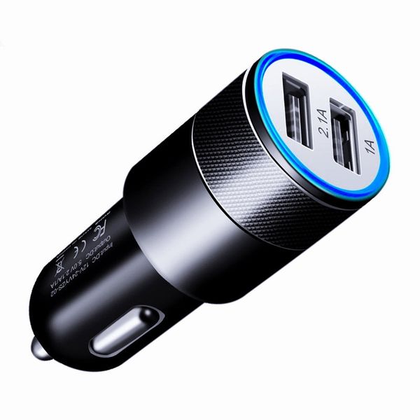 

mini usb car charger 5v 2.1a metal dual aluminum alloy fast charging phone for iphone samsung xiaomi