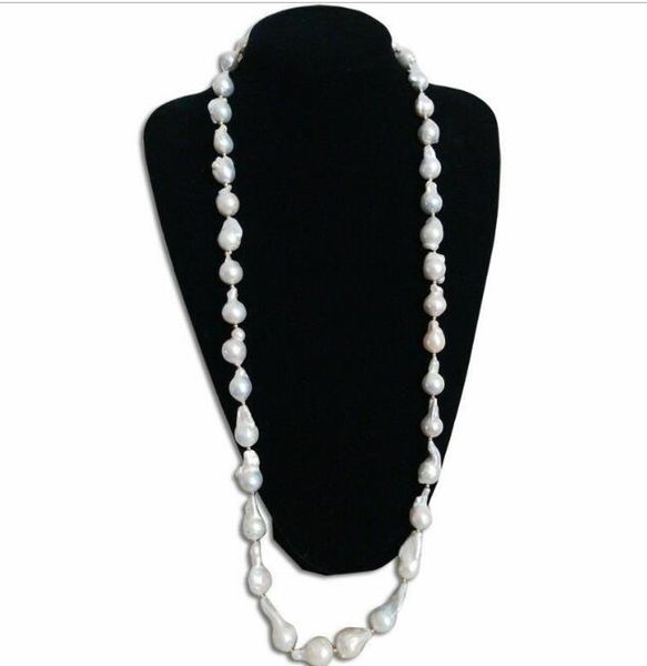 

gorgeous 13-18mm south sea baroque white pearl necklace 38inch 52", Silver