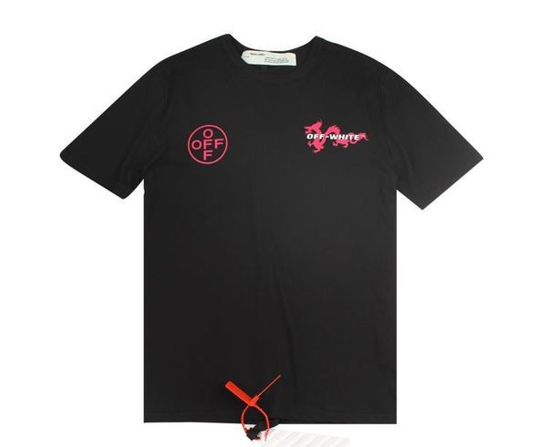 

2019 new style tide brand men off cotton dragon tshirt paint yellow reverse cursor graffiti luxury slim t-shirt casual, White;black