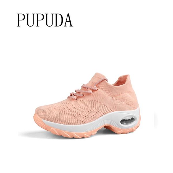 

pupuda chunky sneakers women summer mesh casual shoes women breathable slip on sock shoes platform sneakers 2020, Black