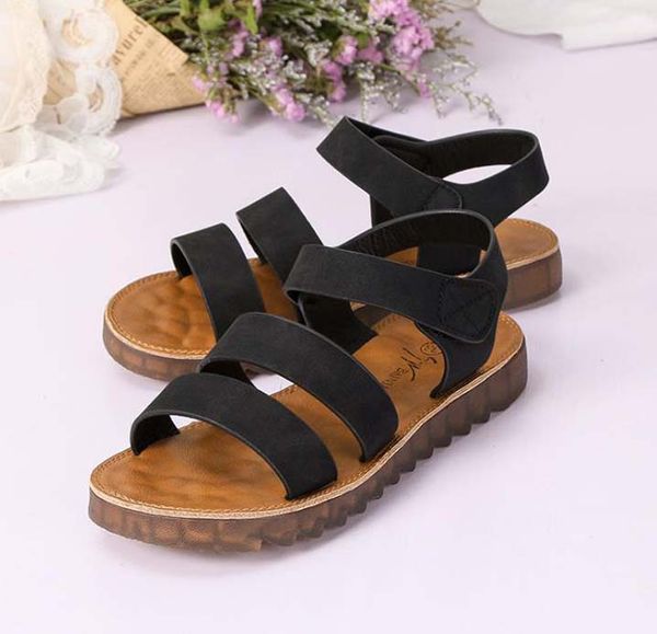 

fashion women sandals summer flats real leather platform rsandals flats shoes sandal slipper ladies beach shoes shoe09 p32, Black