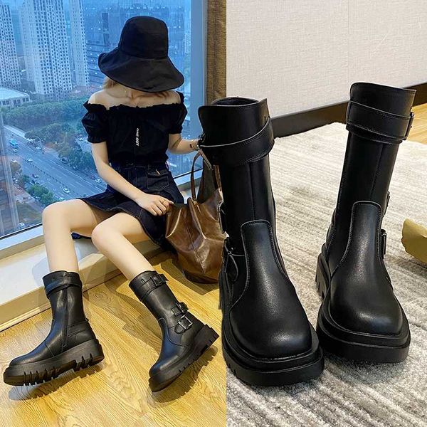 

boots women new 2020 round toe women's rubber shoes rain low heels booties booties ladies luxury designer mid calf, Black
