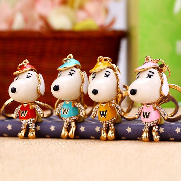 

diy handmade keychain animal dog keyring 3d mini bag brelok rhineshone enamel elegant chaveiro gift for gril women, Silver