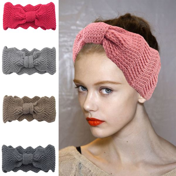

big wave knitted woolen hair band earmuffs headband elastic handmade hair accessories face wash hair headdress, Silver