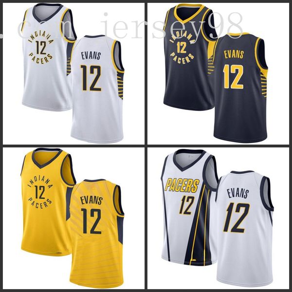 

indianapacersnavy #12tyreke evans white yellow 2019-20 red jersey, Black