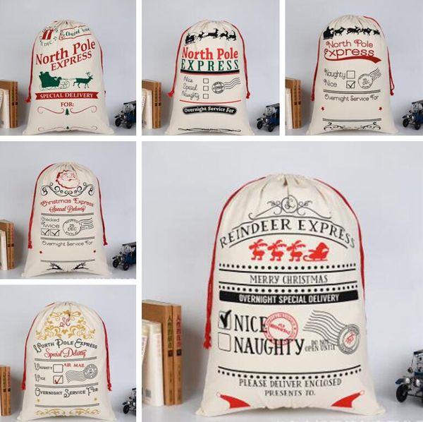 

рождество sack сумка рождество холст drawstring мешок xmas параграф подарки drawstring мешок ткань украшение xmas party decora море доставка