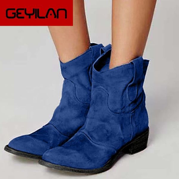 

retro casual female boots not tied women's boots square with suede women's shoes large size 34-43, Black