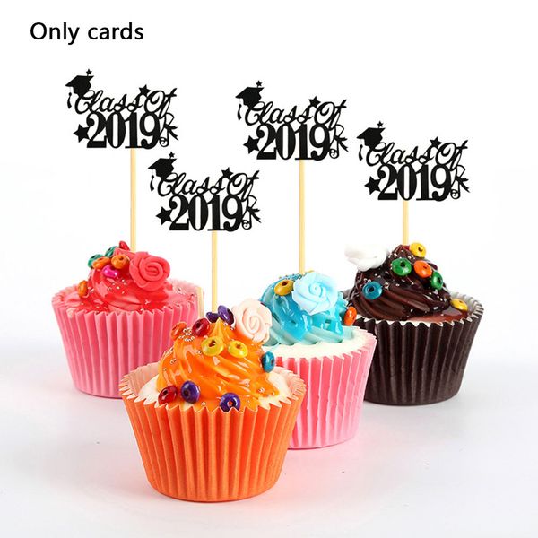

12pcs/pack cupcake ers graduation party class of 2019 cake flags decoration